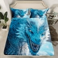 thumbnail image 3 of Homewish 3D Blue Dragon Twin Sheet Sets for Teens, Magic Western Animal Twin Fitted Sheet, Gothic Wildlife Flat Sheet, Ultra Soft Bedroom Decor, 3 Pieces, 3 of 8