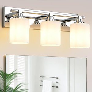 Bathroom Light Fixtures 3-Light Chrome Vanity Lights Over Mirror