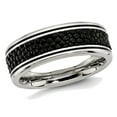 thumbnail image 1 of Mens Stainless Steel 8mm Grooved Stingray Inlay Wedding Band Ring, 1 of 5