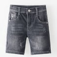 thumbnail image 2 of CONZONE Kids Boys Short Jeans Casual Denim Shorts for Kids Elastic Waist Graphic Straight Leg Jeans With Pockets, 2 of 4