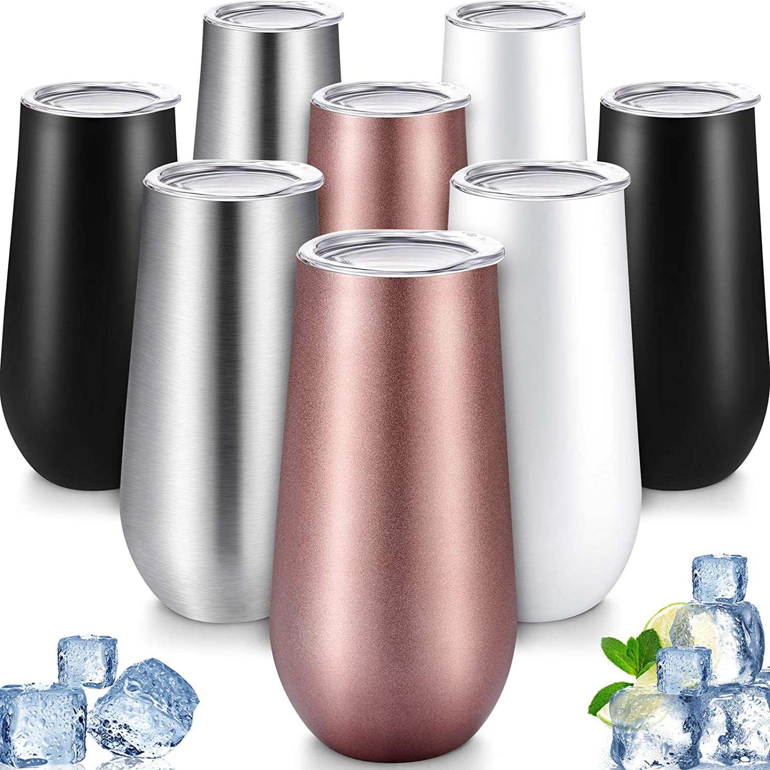 Champagne Flute Set 9oz Holiday Stainless Steel Tumblers The SLEEK 