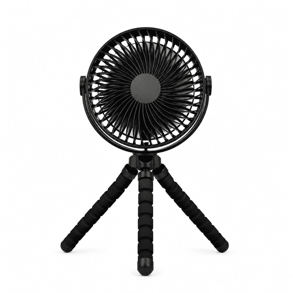 MOSENSE Portable Stroller Fan, 4-Speed Rechargeable Clip On Fan with Flexible Tripod, 360° Rotatable Detachable Battery Operated Quiet Cooling Fan for Car Seat, Crib, Treadmill, Black
