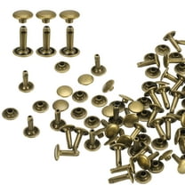 Uxcell 100Pack Double Cap Leather Rivet, 9x12mm Round Cap Tubular Metal Studs Leather Crafting Rivet, Bronze