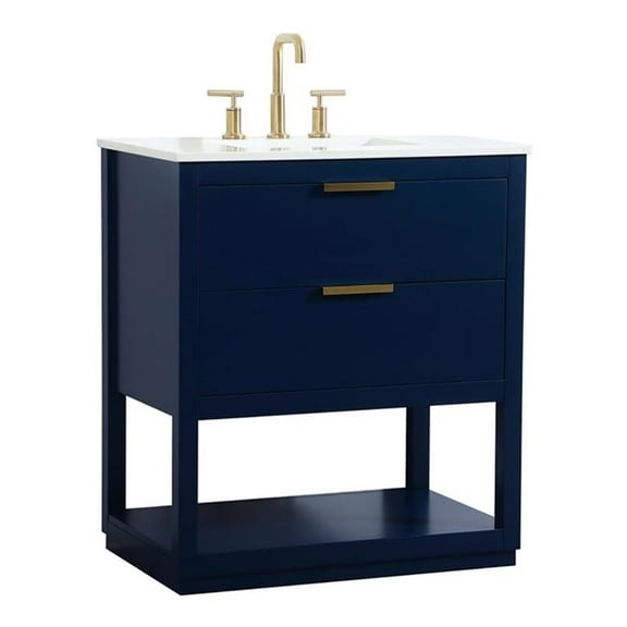 30 inch single bathroom vanity in blue