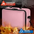 thumbnail image 2 of Fireproof Document Organizer Bag with Lock, Pink File Storage Case with Multi Pockets & Shoulder Strap, 2 of 6