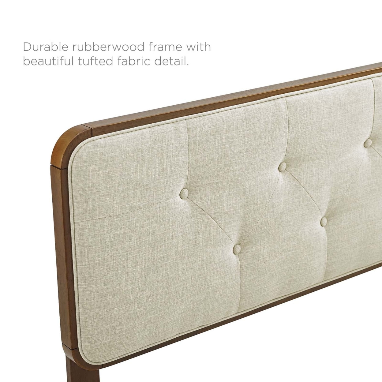 Modway Collins Tufted Queen Fabric and Wood Headboard in Walnut/Beige