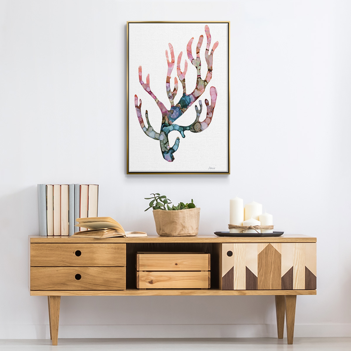 Sea Coral II Framed Premium Gallery Wrapped Canvas - Ready to Hang - 27 x 41 - Gold Floating Frame