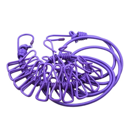 

Tanune Clearance! Fixing Clip Portable Outdoor Clothesline with 12 Clothespins Beach Windproof Clothes Rack Super Elastic Clothesline Fixed Clip 1X Drying Rope Purple