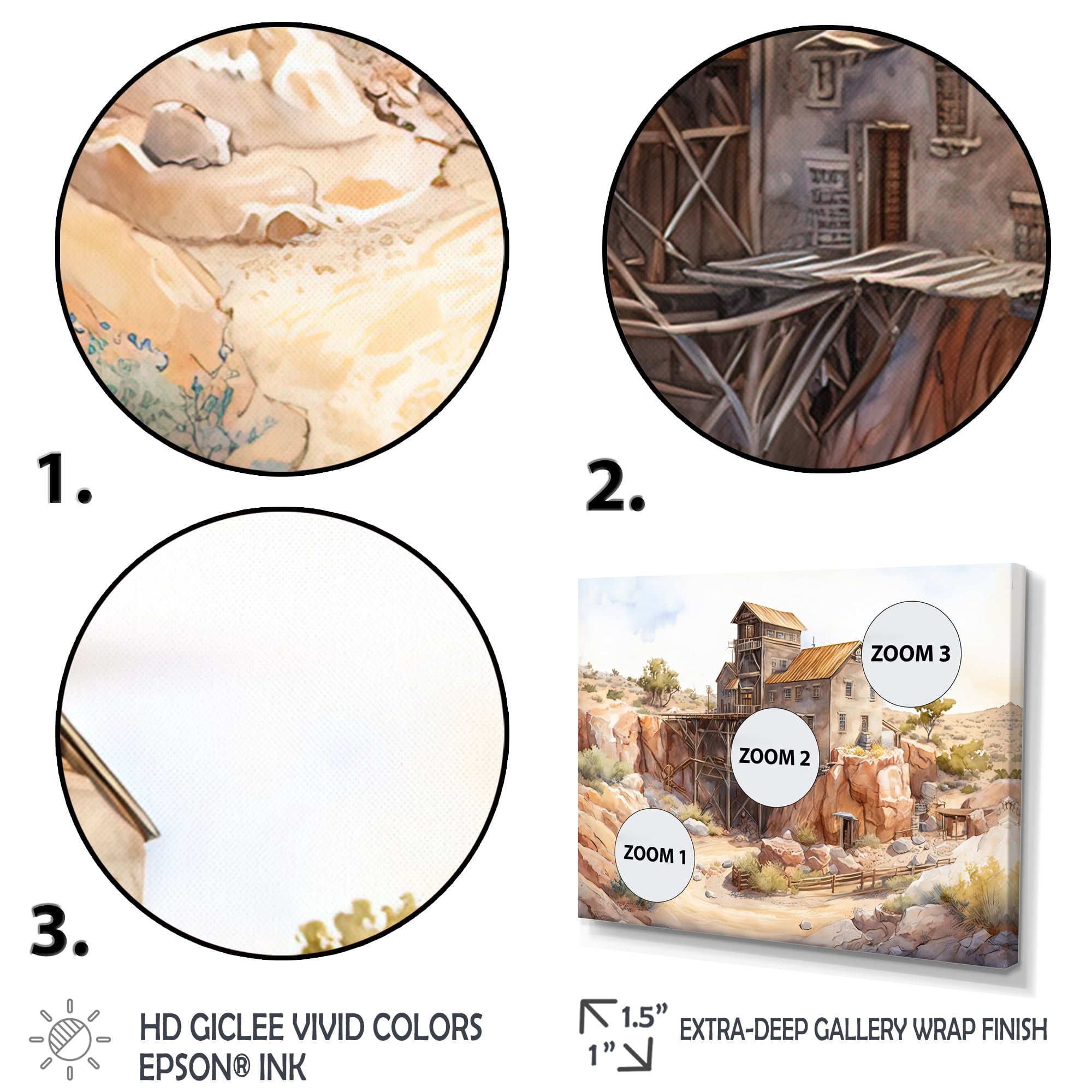 Designart Arizona Wild West Gold Mine III Canvas Wall Art