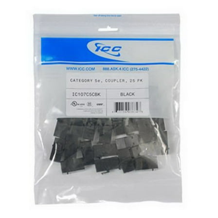 ICC Module-Coupler- Cat 5e 25 pk- Black - 25 Pack - 1 x RJ-45 Network Female  (IC107C5CBK)