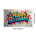 thumbnail image 2 of Happy Birthday Banner Background Colorful Backdrop Wall Party Decorations Festive Event Supplies Celebration Graffiti Photography Props, 2 of 3