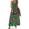 thumbnail image 1 of Vestido sin mangas con diseño fractal abstracto en verde y rosa, vestido de noche para mujer, falda de verano para mujer, ropa para mujer, 1 of 7