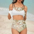 thumbnail image 2 of Trajes de Baño de Bikini de Mujer Conjunto de Cintura Alta de Vendaje de Impresión Sexy con Almohadillas de Pecho, Conjunto de Bikini de Mujer Conservador Y sin Mangas, 2 of 9