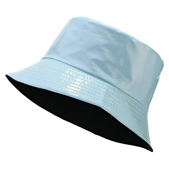 TELOLY Unisex Stylish Waterproof Bucket Hat Pu Leather Rain Hats Reversible Packable Travel Sun Fishmen Cap