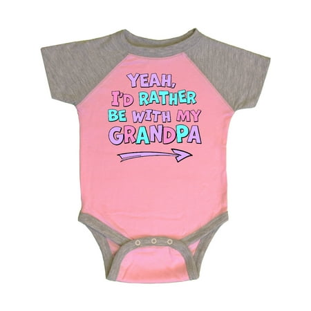 

Inktastic Yeah I d Rather be with My Grandpa in Pink Blue and Purple Gift Baby Boy or Baby Girl Bodysuit