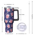 thumbnail image 2 of 40oz Pioneer Flower Floral Print Pattern Insulated Tumbler with Handle, BPA-Free Leak Proof Lid and Straws, Double Wall Vacuum, Hot 12h/Cold 34h, 2 of 6