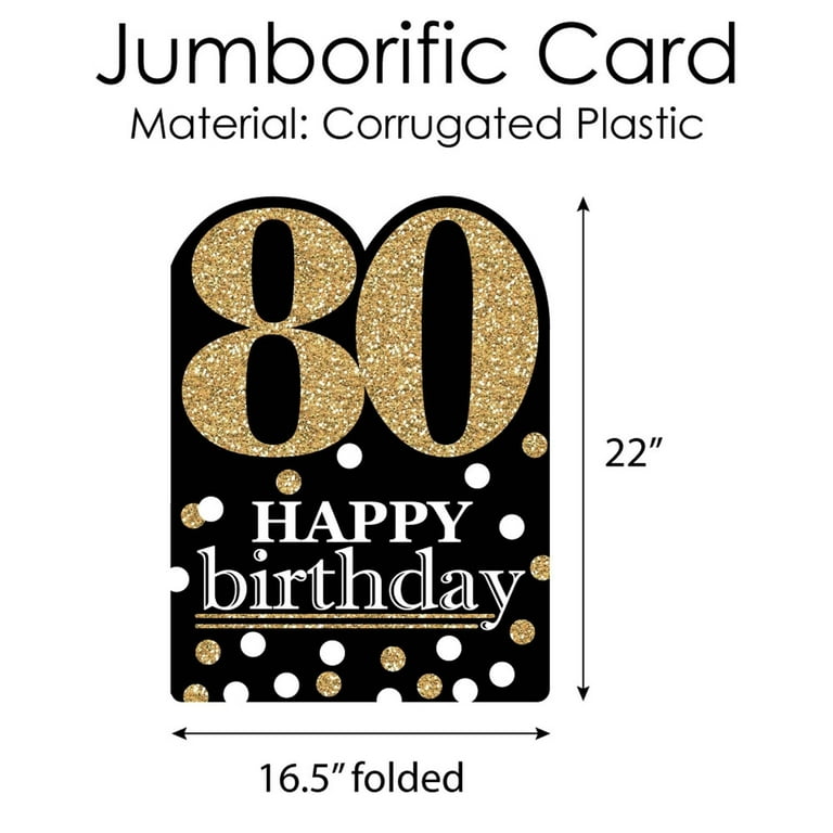 80th Birthday Card - Extra Large 8.5x11 Inch Milestone Greeting With Envelope