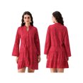 thumbnail image 3 of Elippeo Women's Embroidery Lace Shirt Dress Eyelet Hollow Out Long Sleeve Front Button V-Neck Loose Midi Dress for Party, 3 of 10