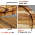 thumbnail image 4 of Premium Round Wood Cutting Board with Juice Groove, Teak Wooden Cutting Boards for Kitchen, Small Chopping Board, Fathers Day Gift, 1-Year Manufacturer Warranty (S, 15.8 x 15.8 x 1.25 inches), 4 of 4