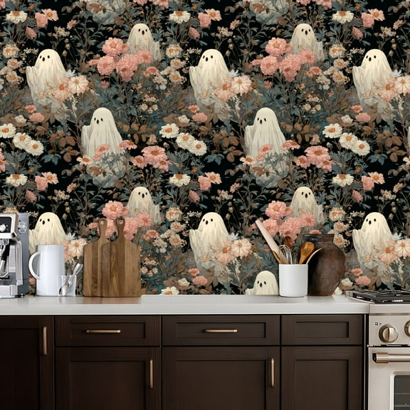 Gothic Peel and Stick Wallpaper Dark Romantic Vintage Halloween Haunted Forest Dark Academia Ghost Contact Paper 17.7in x 9.8ft Wallpaper Removable Self Adhesive Wall Paper for Bedroom
