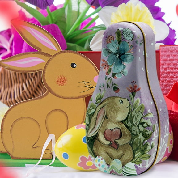 Box Tinplate box tin case easter biscuits tin cookie containers tin jars with lids candy tin easter basket round baking tin easter party supplies bag vintage baby