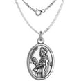 thumbnail image 3 of Sterling Silver St Dominic and Queen of the Most Holy Rosary Medal Pendant Oxidized finish 1 inch, 3 of 4