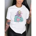 thumbnail image 2 of Women's Halloween Skull Graphic Tee - Casual & Sporty, Crew Neck, Short Sleeve, Stretch Fabric, Machine Washable, 2 of 7