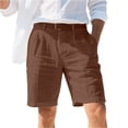 thumbnail image 3 of Nestiefly Mens Linen Shorts Casual Summer Beach Shorts Loose Elastic Waist Drawstring Cargo Pants with Pockets Brown 2XL, 3 of 5