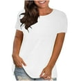thumbnail image 2 of Womens Tops Clearance under $5 Plus Size Short Sleeve Pullover Solid Loose T Shirts Blouse Sales or Clearance White M, 2 of 4
