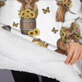 thumbnail image 3 of Oversized Wearable Blanket Hoodie,White Highland Cow Flower Barrel Pattern Sherpa Blanket Hoodie with Super Pockets,Super Warm Fuzzy Pullover for Women & Men, 3 of 6