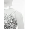 thumbnail image 7 of Aislor Girls Ballet Skirted Bodysuit Sequins Performance Jumpsuit Asymmetrical Latin Jazz Dance Dress Leotard Silver 12, 7 of 7