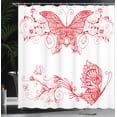 thumbnail image 3 of Ambesonne Spring Shower Curtain, Butterfly Floral Mandala Art, 69"Wx75"L, Scarlet White, 3 of 4