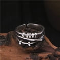 thumbnail image 3 of Wollet S925 Sterling Silver Ring, Open End, Geometric Multi-layer Round Buckle Open Ring Women's Vintage Ring, 3 of 4