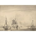 thumbnail image 2 of John Greenwood 18x14 Black Ornate Wood Framed Double Matted Museum Art Print Titled - Harbor Scene (C. 1760), 2 of 5