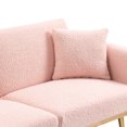 thumbnail image 6 of Two-seater Sofa Bed with Gold Metal Legs, Velvet sofa with 2 Soft Cushions, Living Room Accent Sofa Upholstered Reading Club Chair for Bedroom Office Decorative, 6 of 9