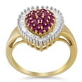 thumbnail image 3 of 10K Yellow Gold 1ct TDW Round Treated Ruby Gemstone and Baguette Diamond Ballerina Cluster Ring (H-I ,SI1-SI2), 3 of 5