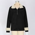 thumbnail image 3 of Dasayo Zip up Women Tops Long Sleeve Henley Black Shirts Fleece Solid Fuzzy Winter Clothing Womens Shirts L, 3 of 7