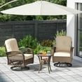 thumbnail image 6 of Spaco 3 Piece Patio Swivel Rocker Set, Patio Rocking Chair with Tempered Glass Side Table and Thick Cushions for Patio, Garden, Backyard, Brown, 6 of 18