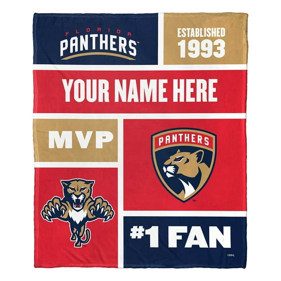 Florida Panthers NHL Colorblock Personalized Silk Touch Throw Blanket, 50" X 60"