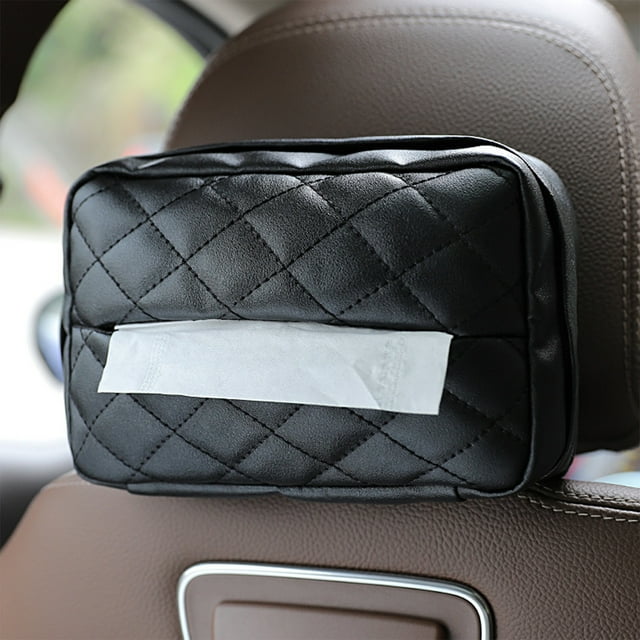 Accesorios para el coche, accesorios para automóviles, accesorios para el carro, caja de pañuelos para el coche a cuadros, caja de papel multifuncional de cuero para colgar en el coche, accesorios de