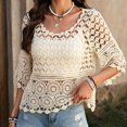 thumbnail image 3 of Kcolen Women Cover Ups for Swimwear Summer Boho Hollow Out Knit Cover Up Tunic Top Loose Fit Beach Swimwear Dress, 3 of 5