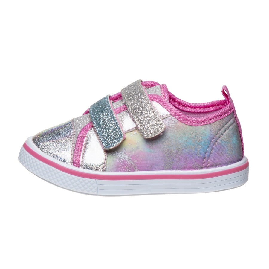 Laura Ashley Toddler Girls Hook And Loop Sneakers, Pink Silver, Size: 10