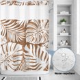 thumbnail image 3 of No Hook Shower Curtain, Palm Tree Monstera Shower Curtains for Bathroom with See Through Top Window, Brown Tan Leaf Boho Botanical Tropical Waterproof & Washable Bath Curtain Stall 48"x72", 3 of 9