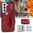 thumbnail image 3 of Design for Samsung Galaxy S22 Plus/S22+ Phone Case with Screen Protector Adjustable Wrist Strap Kickstand Credit Card Slot Slim Shockproof Hybrid Rugged Protective Cover for Women Men 6.6 inch Red, 3 of 14