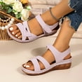 thumbnail image 6 of Womens Wedge Sandals Low Heel Dressy Sandals Elastic Ankle Strap Rhinestone Summer Comfortable Shoe Pink 6.5, 6 of 6