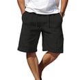 thumbnail image 4 of Lumtrix Men's Cargo Shorts Casual Cotton Drawstring Short Elastic Waist Baggy Work Pants with Multi Pockets Black 3XL, 4 of 6