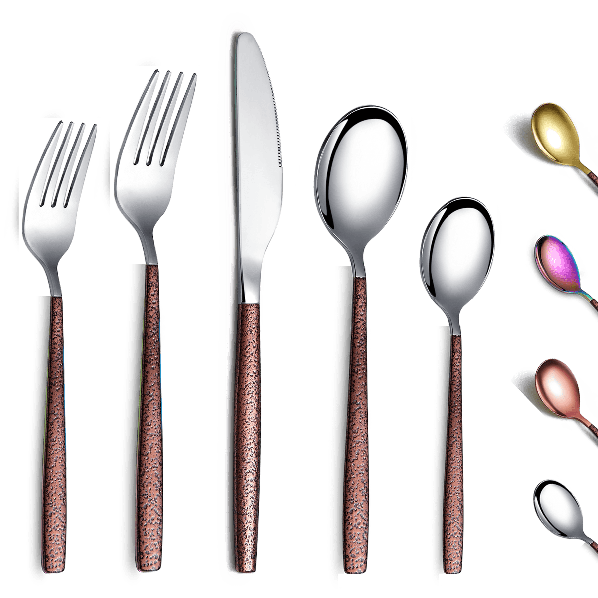 ReaNea Silver Silverware Set 20 Pieces Utensils Set Stainless Steel