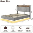thumbnail image 4 of ChaoLink Queen Bed Frame Bed Frame, Floating Platform Bed with Headboard, LED Lights, Charging Ports, Modern Upholstered Bed frame with Sturdy Wood Slats, No Box Spring Needed, Easy Assembly, 4 of 7