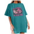 thumbnail image 1 of YDLCAFD Chemises à Manches Courtes pour Femmes Col en V avec Poche Mode Décontractée Haut Col Rond T-Shirts Été Manches Courtes Décontracté Imprimés T-Shirts Haut, 1 of 4