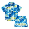 thumbnail image 2 of WOLLED Toddler Baby Boys Summer Shorts Set Kids 2 PCS Floral Hawaiian Outfits Button down Shirt Tops Bermuda Shorts Beach Vacation Leisure Suit for 2-12 Years Old, 2 of 10